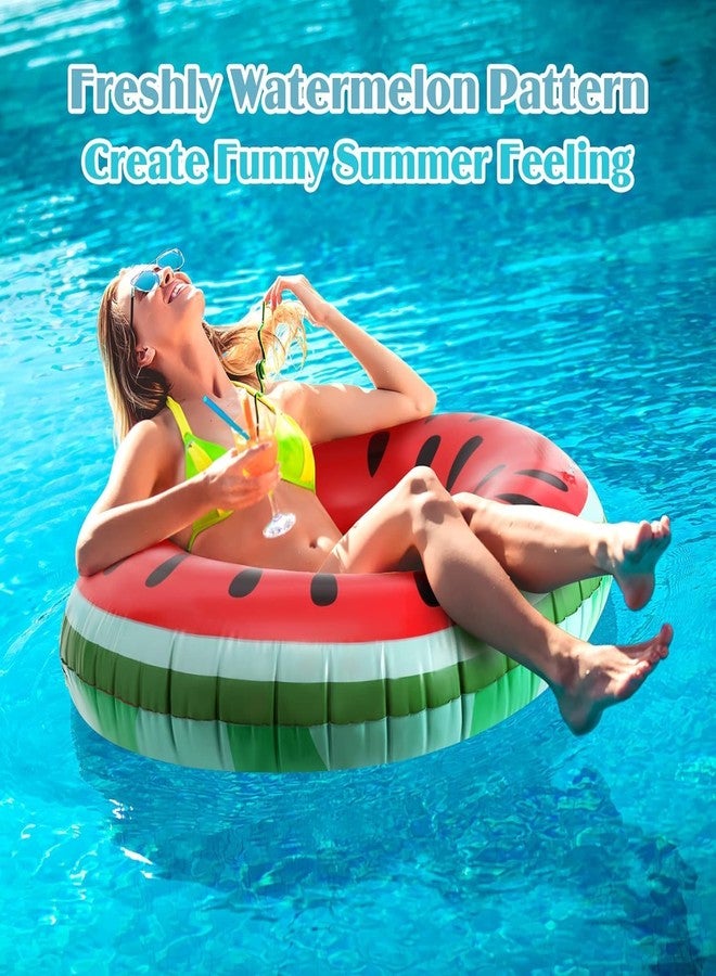SHOPLUV Watermelon Pool Floats for Kids Adults Inflatable Swim Rings Swimming Pool Float Tube Round Shaped Swimming Tube Water Fun Beach Pool Toys for Summer Party - Image 4